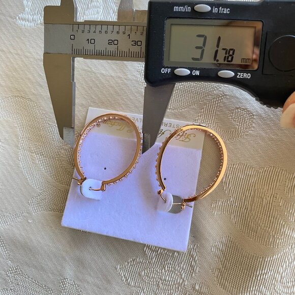 FAC Rose Gold Cubic Zirconia Hoop Earrings NWT - Picture 7 of 9
